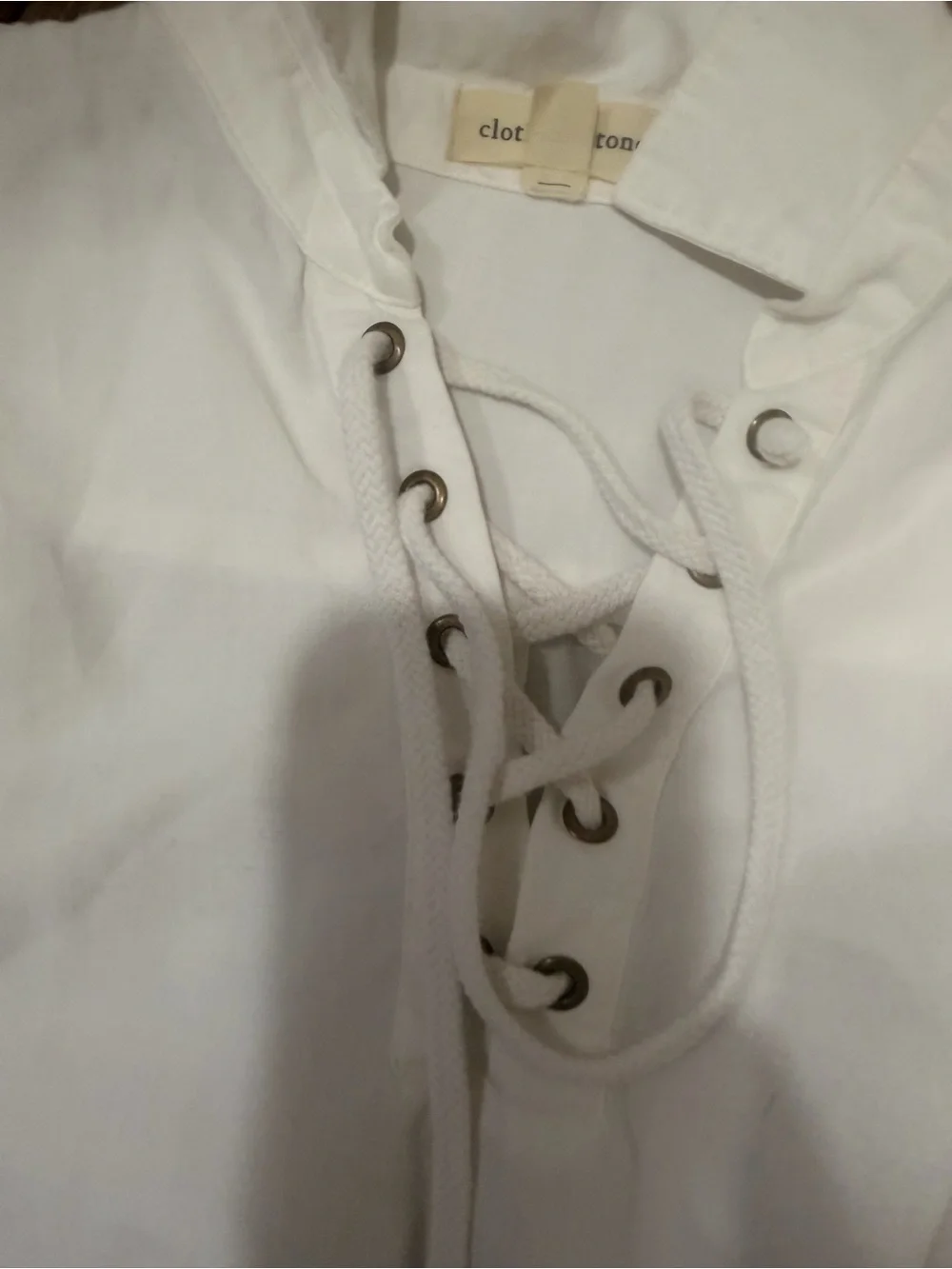 cloth & stone White Lace-Up V-Neck Long-Sleeve Henley Anthropologie